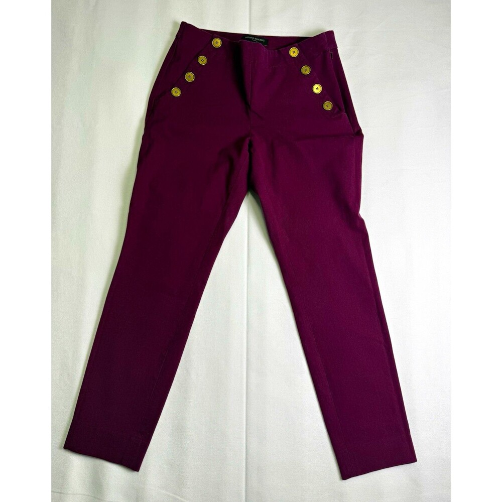 Banana Republic Sloan Women’s Purple Twill Slim Skinny Dress Pants Pockets 2